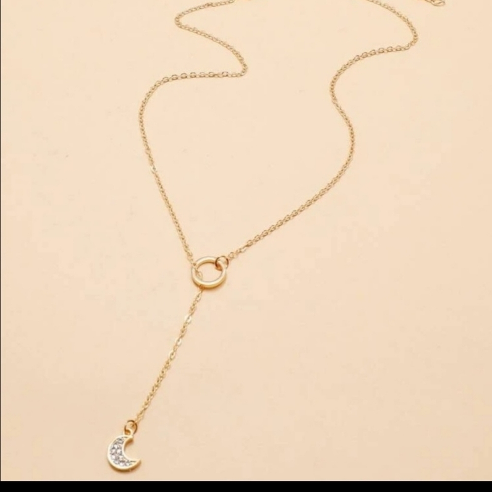 Dainty Rhinestone Moon Necklace - Picture 4 of 4
